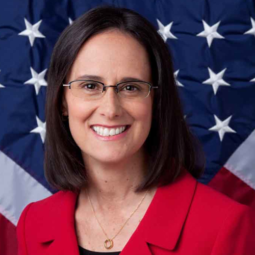 Illinois Attorney General Lisa Madigan portrait with American flag